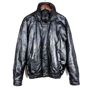 Vintage Patchwork Leather Bomber Jacket